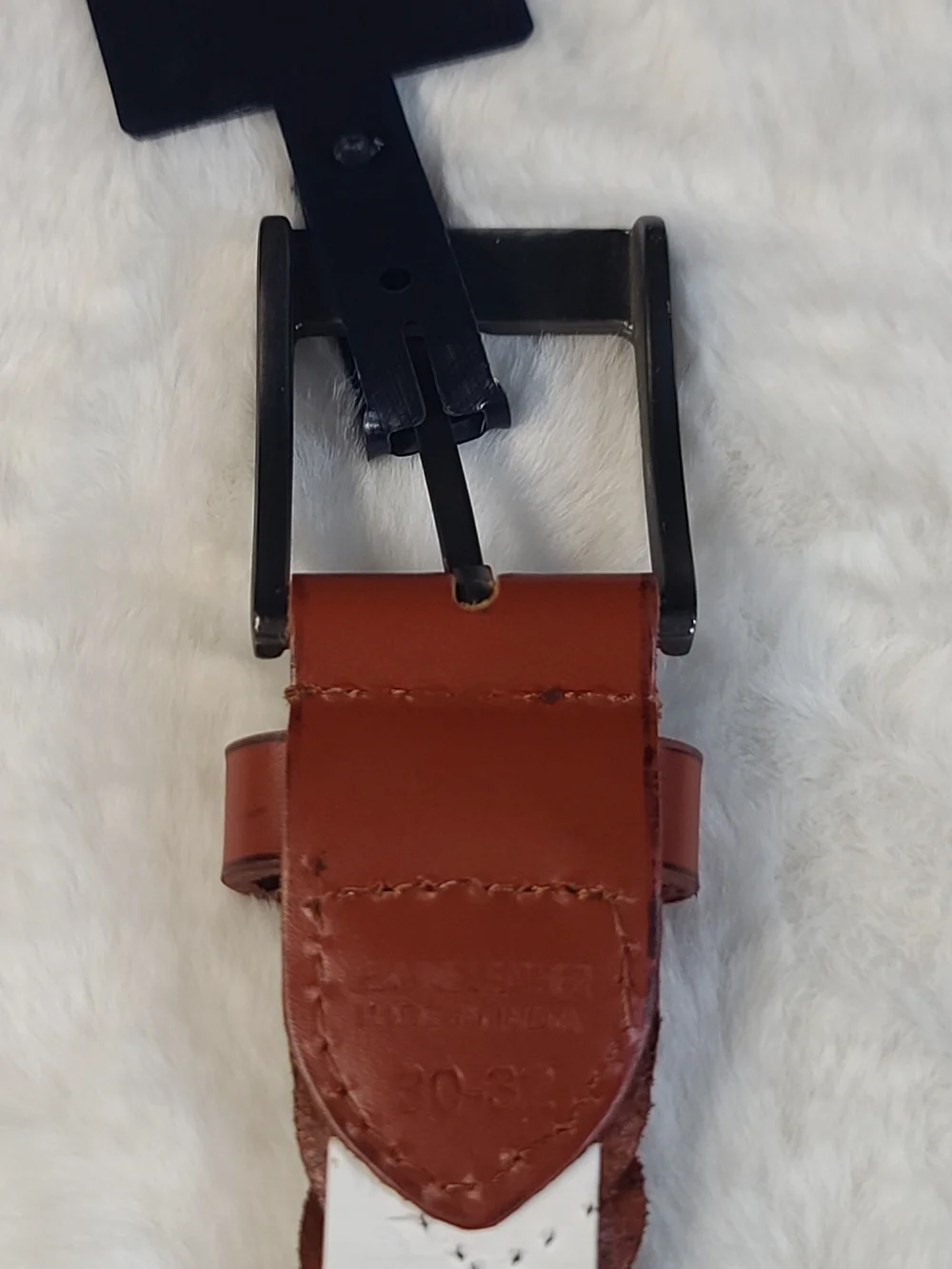 Chaps Braided Leather Belt in Chestnut Brown with Black Buckle